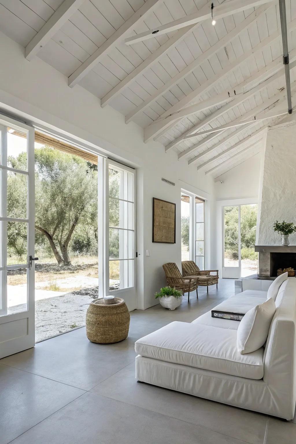 A simple guest house interior with lots of space and a peaceful feel.