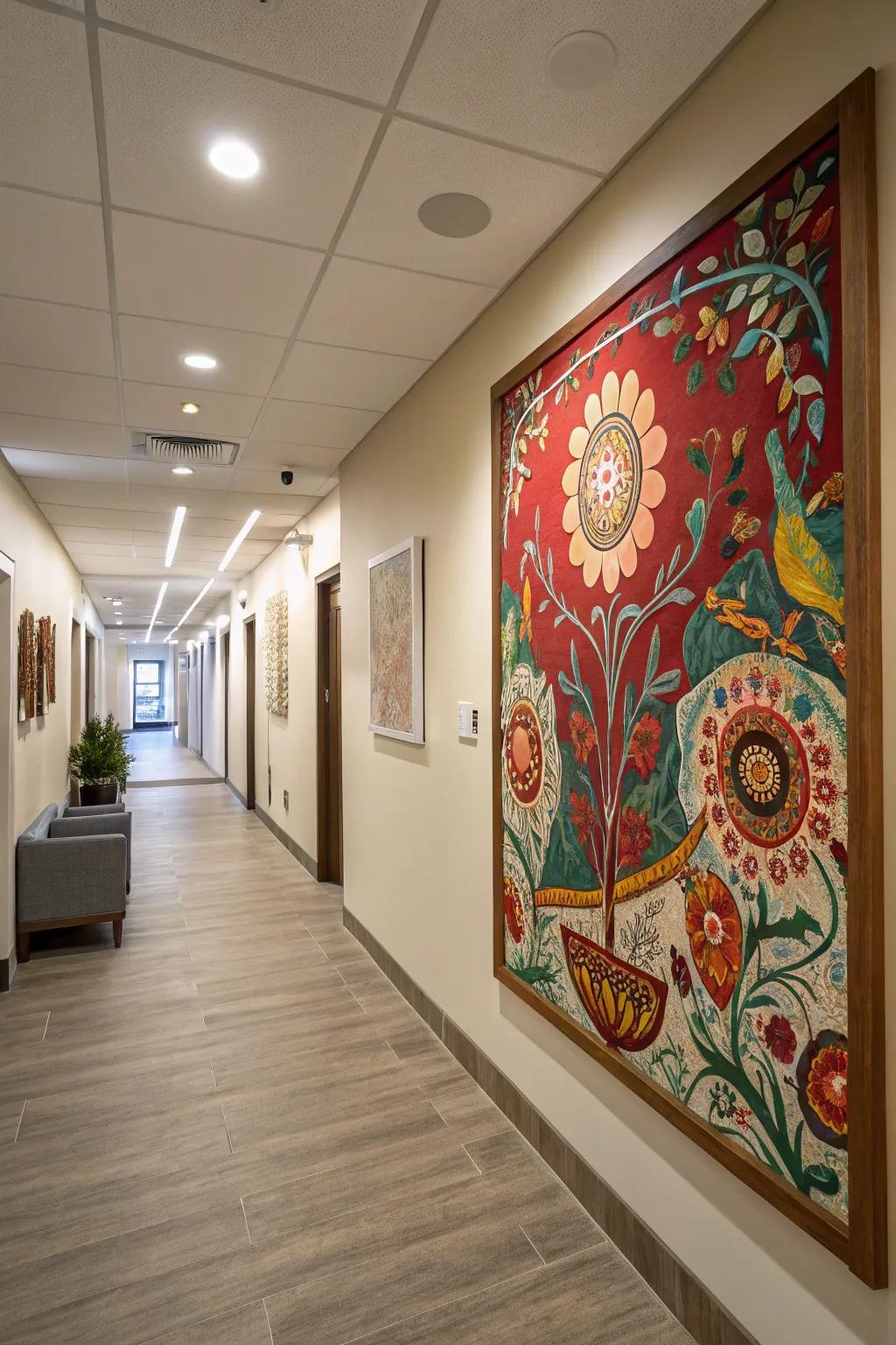 A striking art piece can transform your hallway into an amazing gallery.