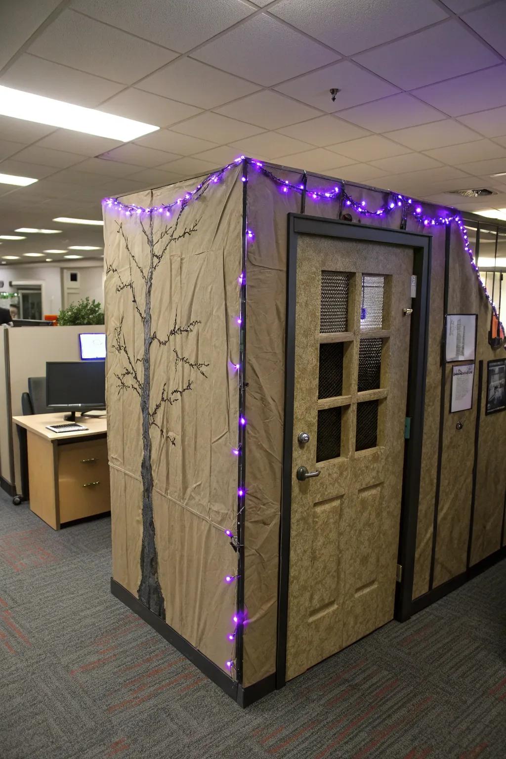 Create a haunted house effect in your cubicle with simple materials.