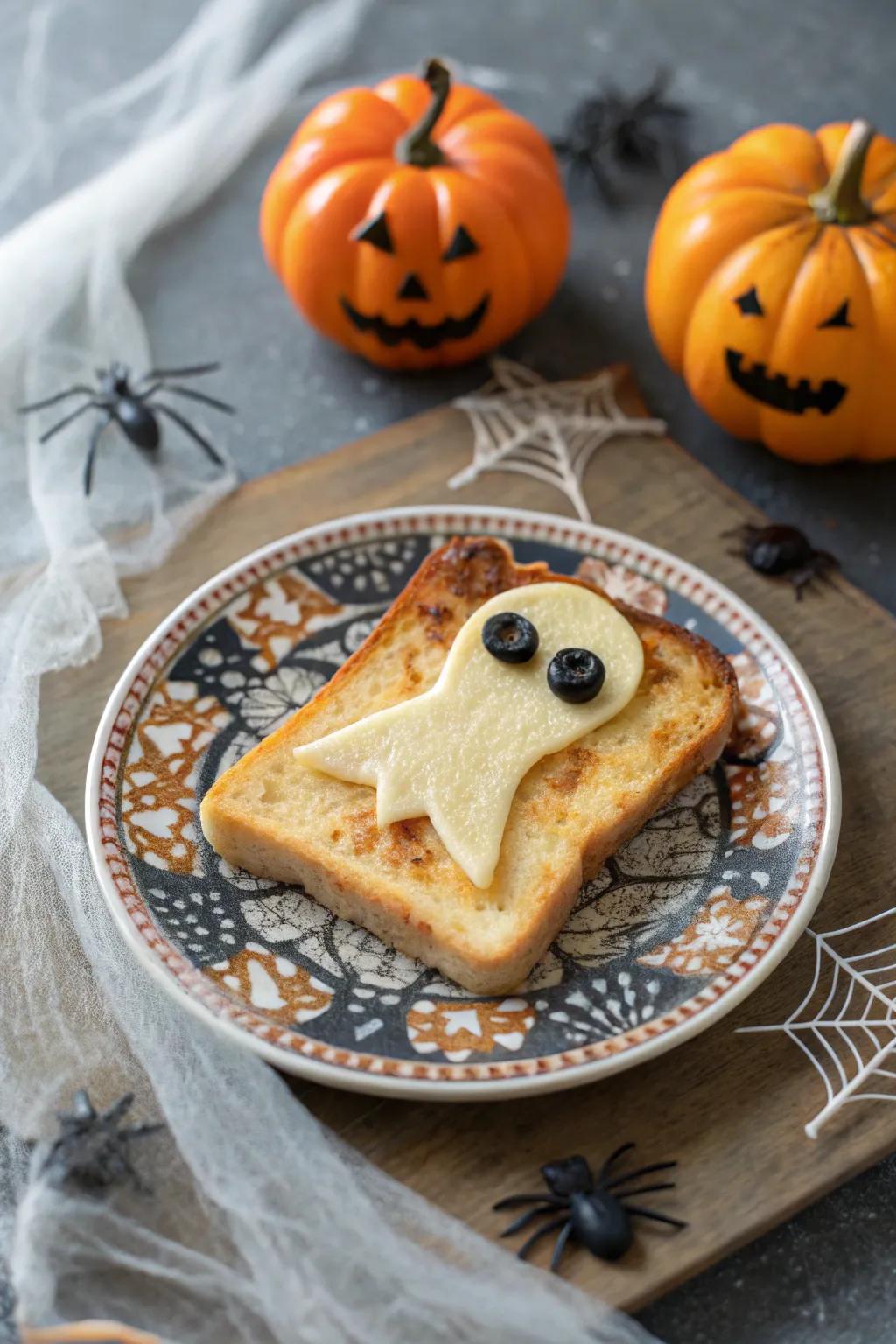 A specter grilled cheese all set to haunt your lunchtime spread.