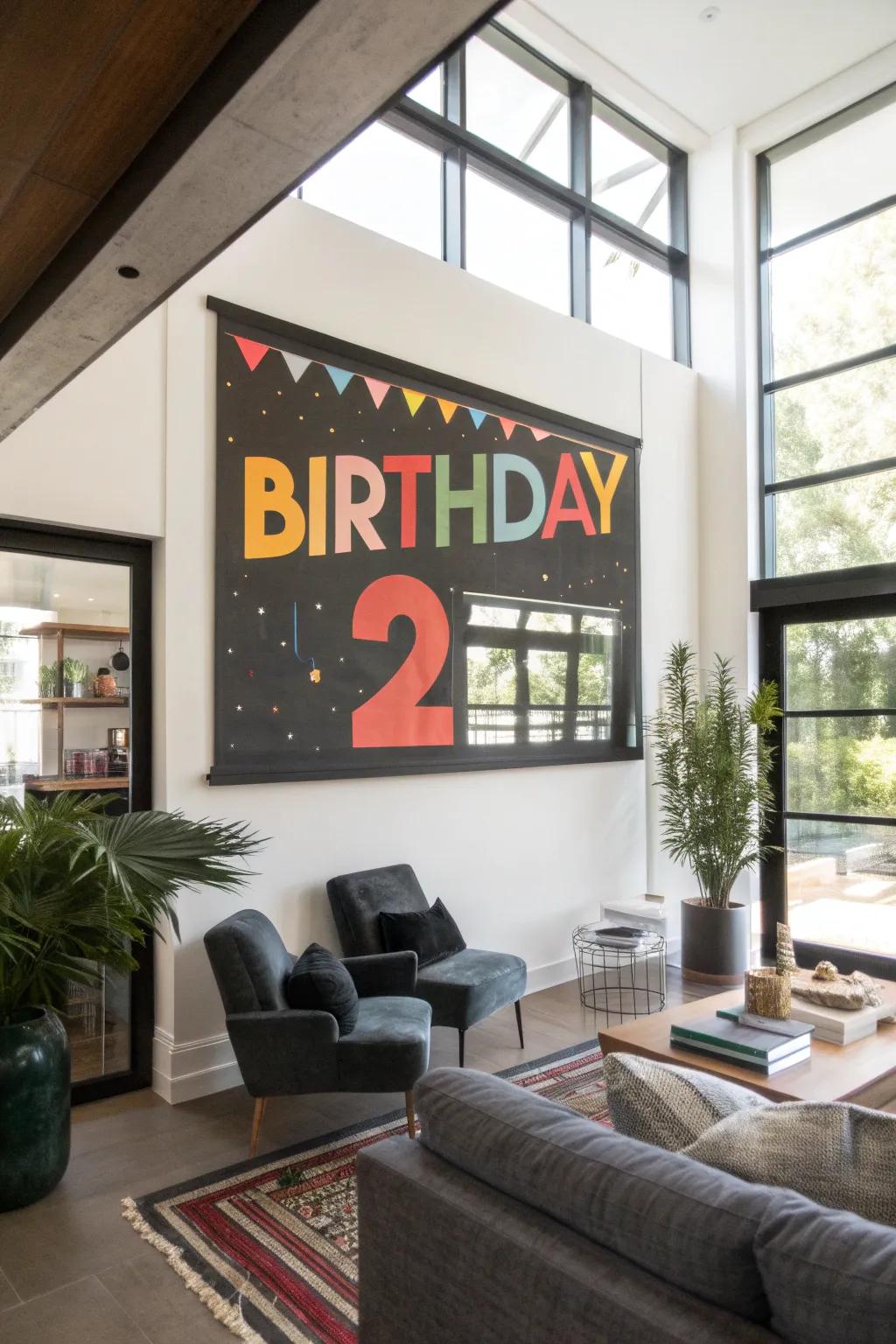 Strong typography makes a memorable and striking birthday centerpiece.