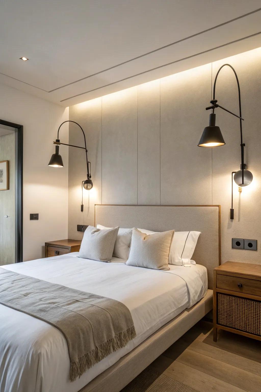 Wall-mounted reading lights deliver a refined, space-efficient solution.