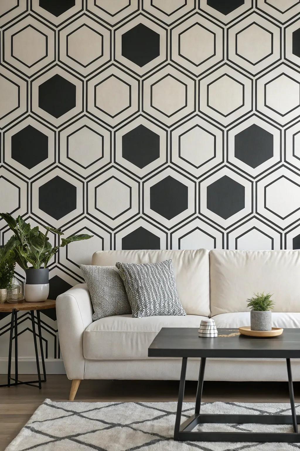 Geometric hexagon layouts introduce a striking, bold essence to any area.