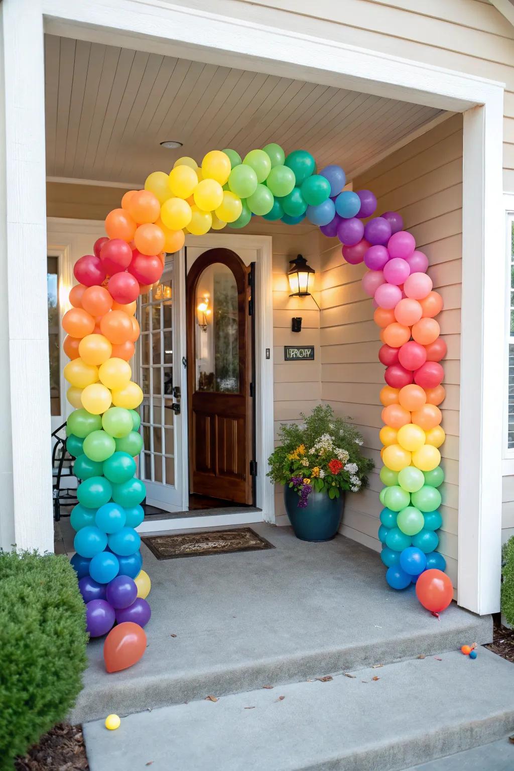 A vibrant balloon arch that beckons guests into the heart of the party.