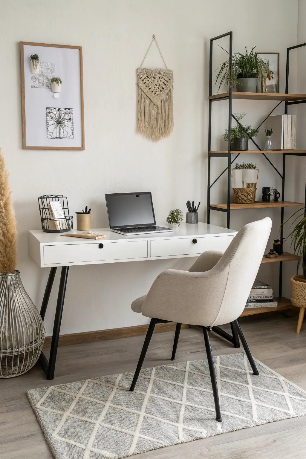 Simple furniture is great for a workspace that’s easy to focus in.