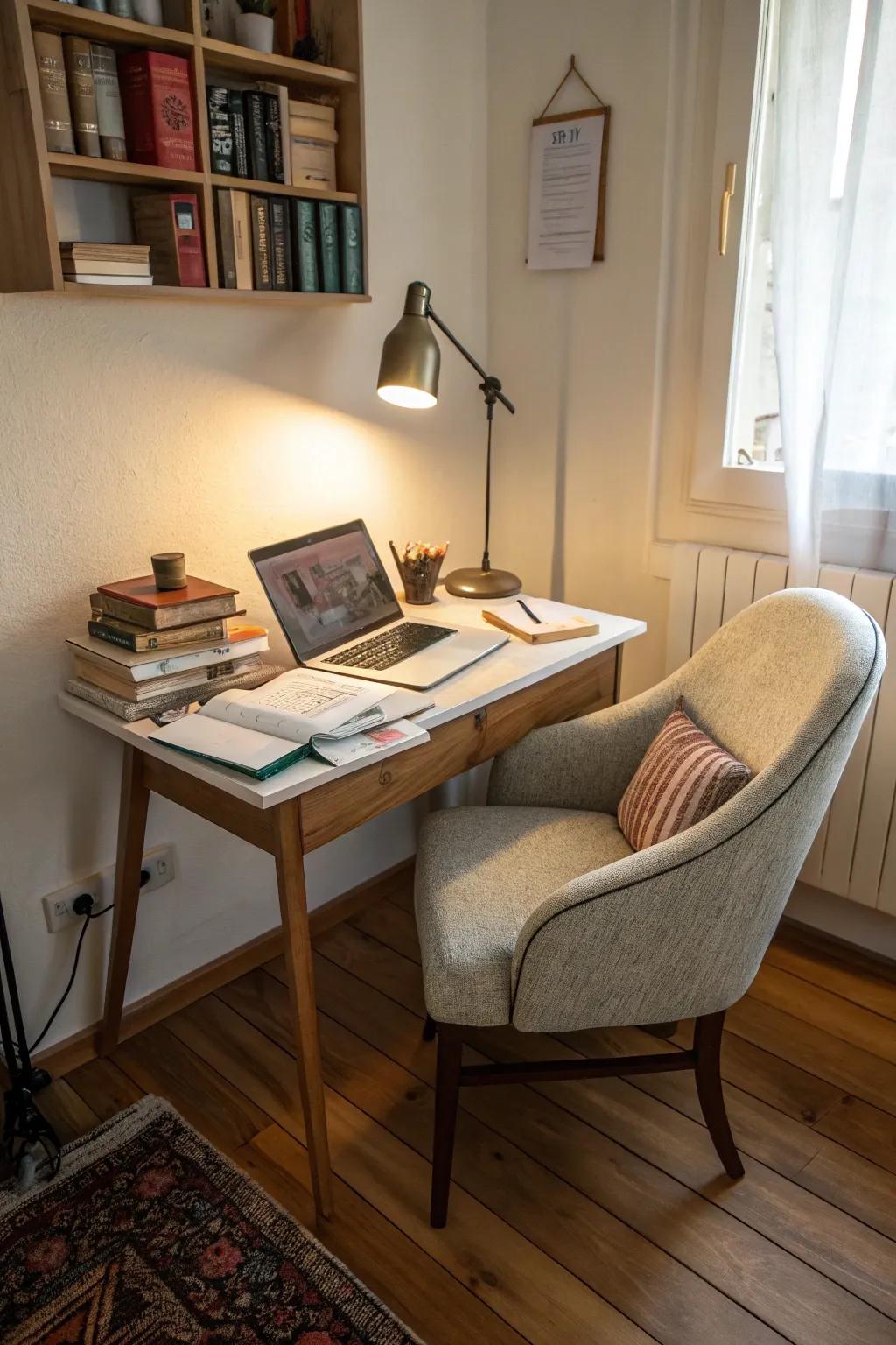 A quiet homework corner nestled in a peaceful area.