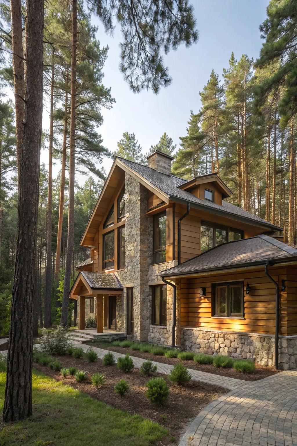 A home appearing as a seamless extension of the forest.