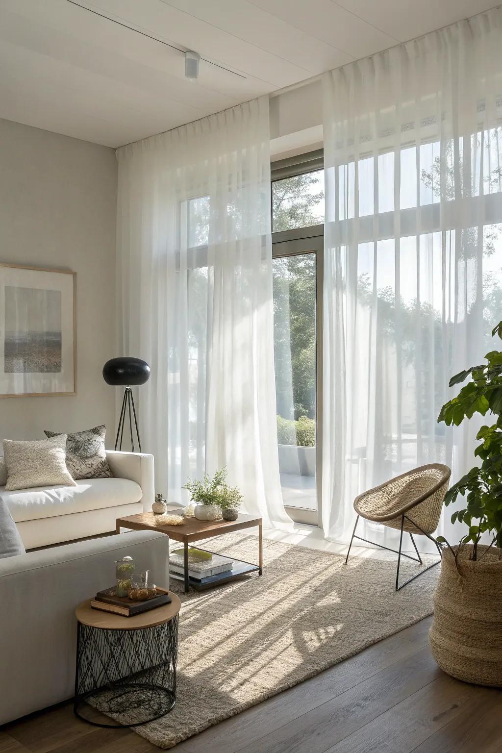 Sheer window coverings introduce a bright, revitalizing touch to any living space.