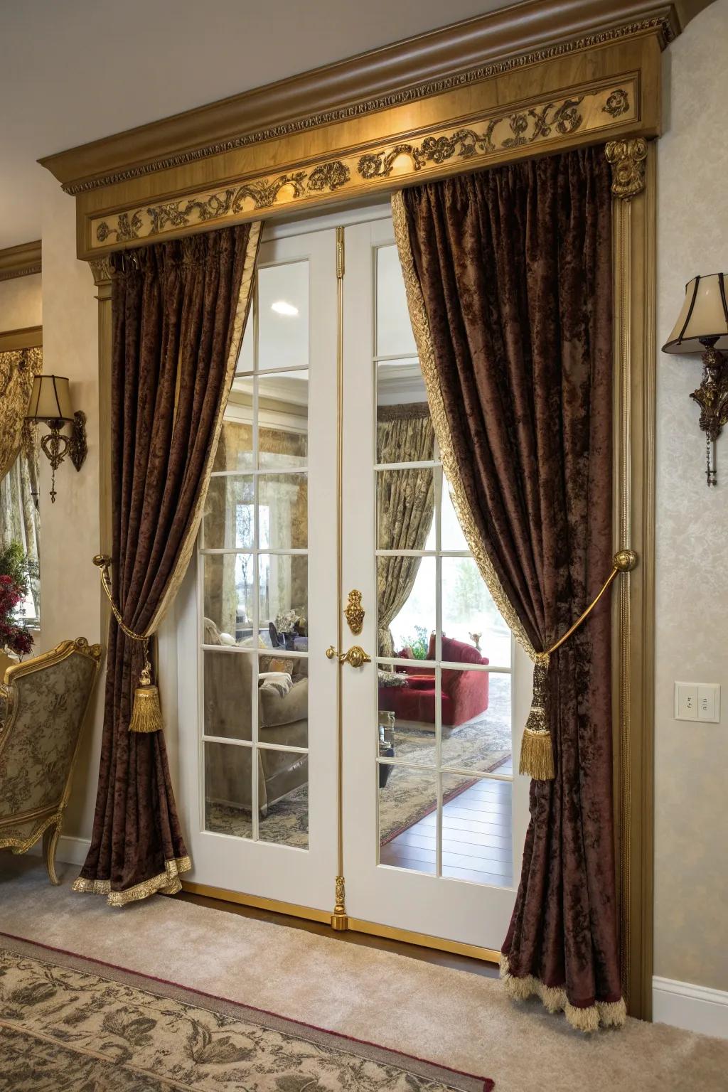 Classic curtains bring grace and privacy to French doors.