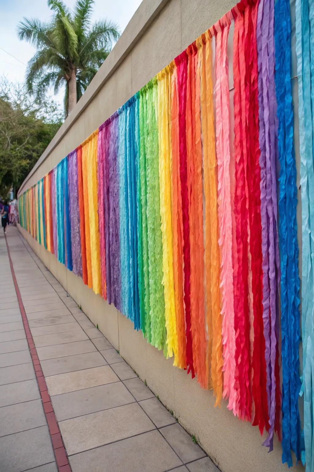 A streamer rainbow turns any wall into an expressive focal point.