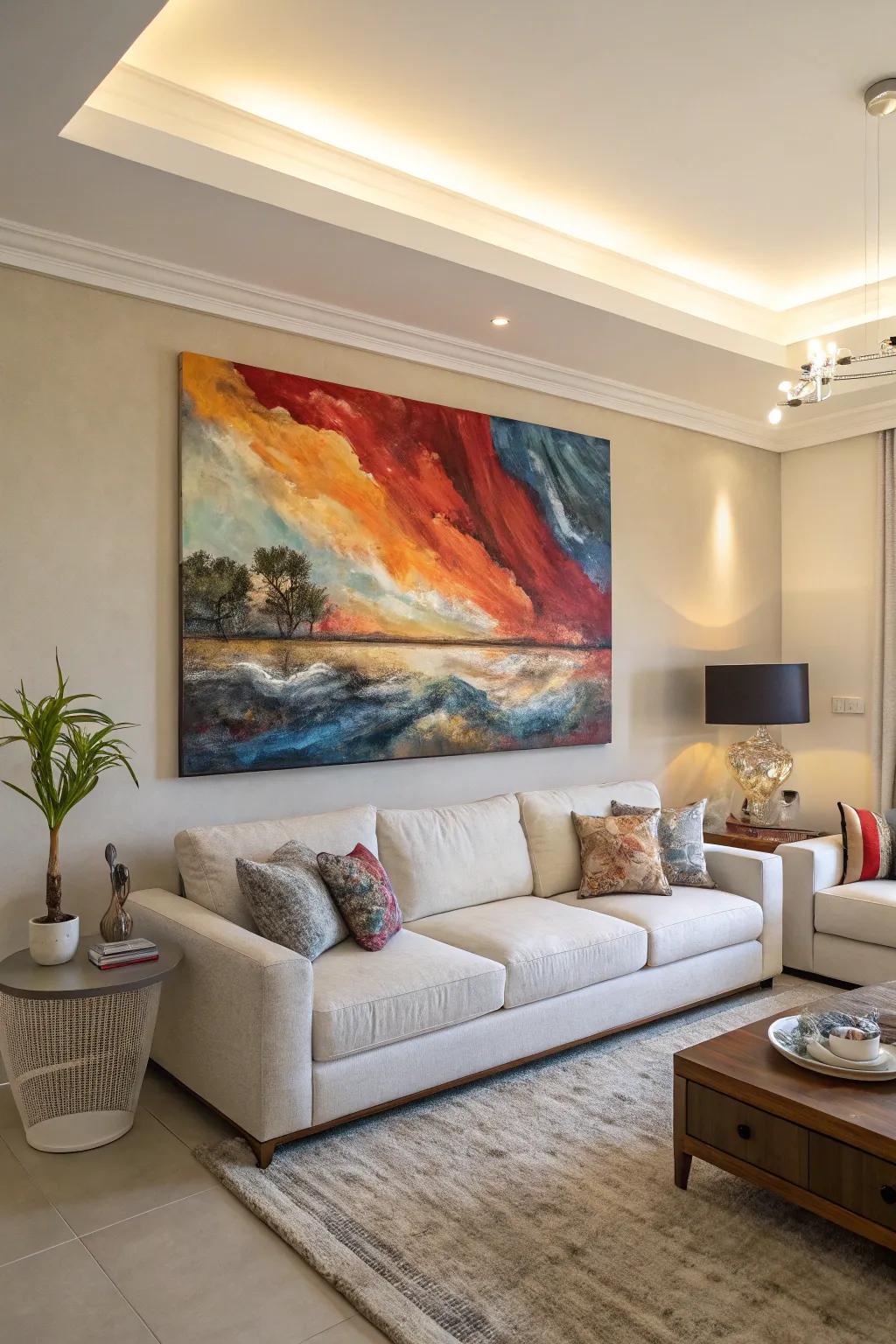 A daring piece of art injects personality into your living area
