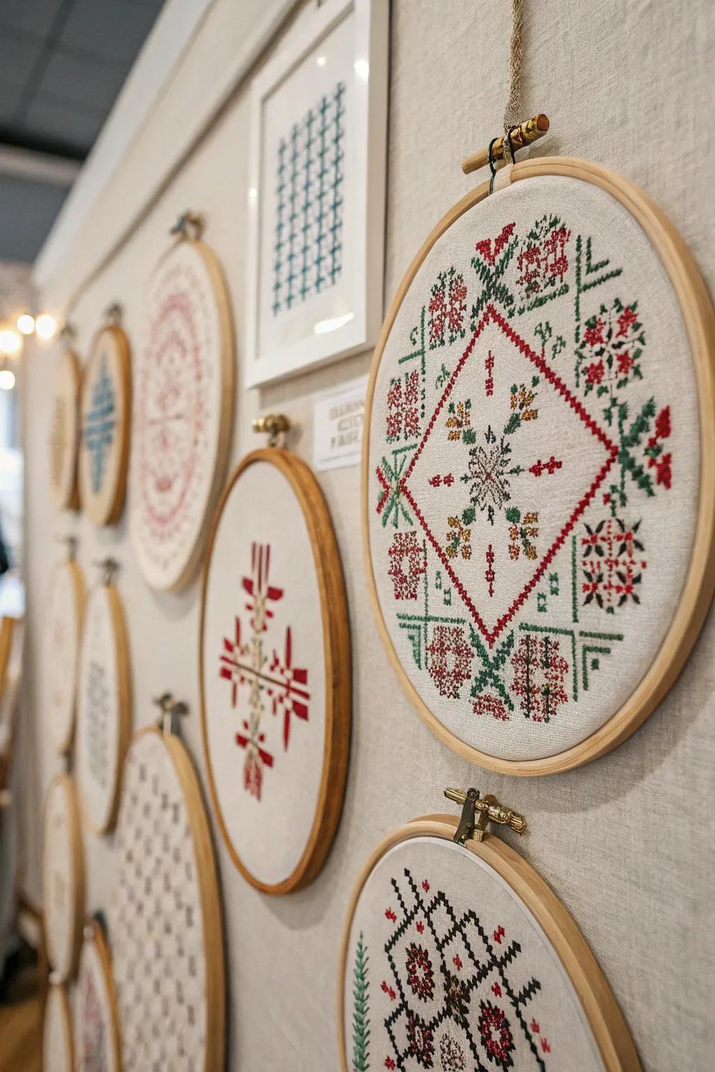 Embroidery hoops make your cross stitch into beautiful wall decorations