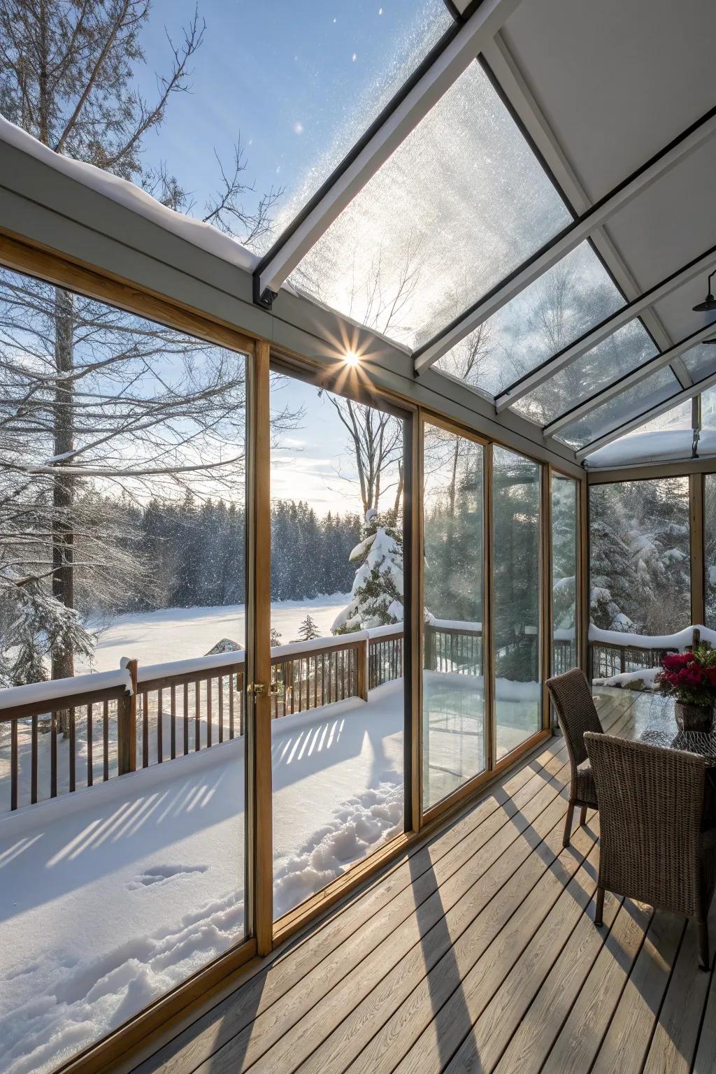 Savor the warmth of a bright day, even in winter, with glass enclosures.