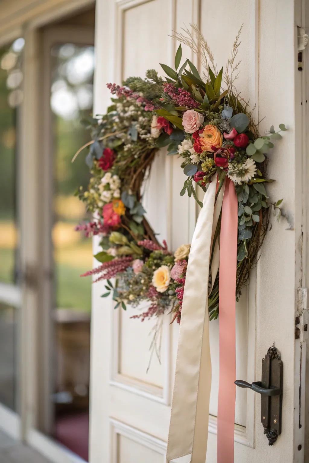 Enhance with an ornamental streamer to showcase your wreath.
