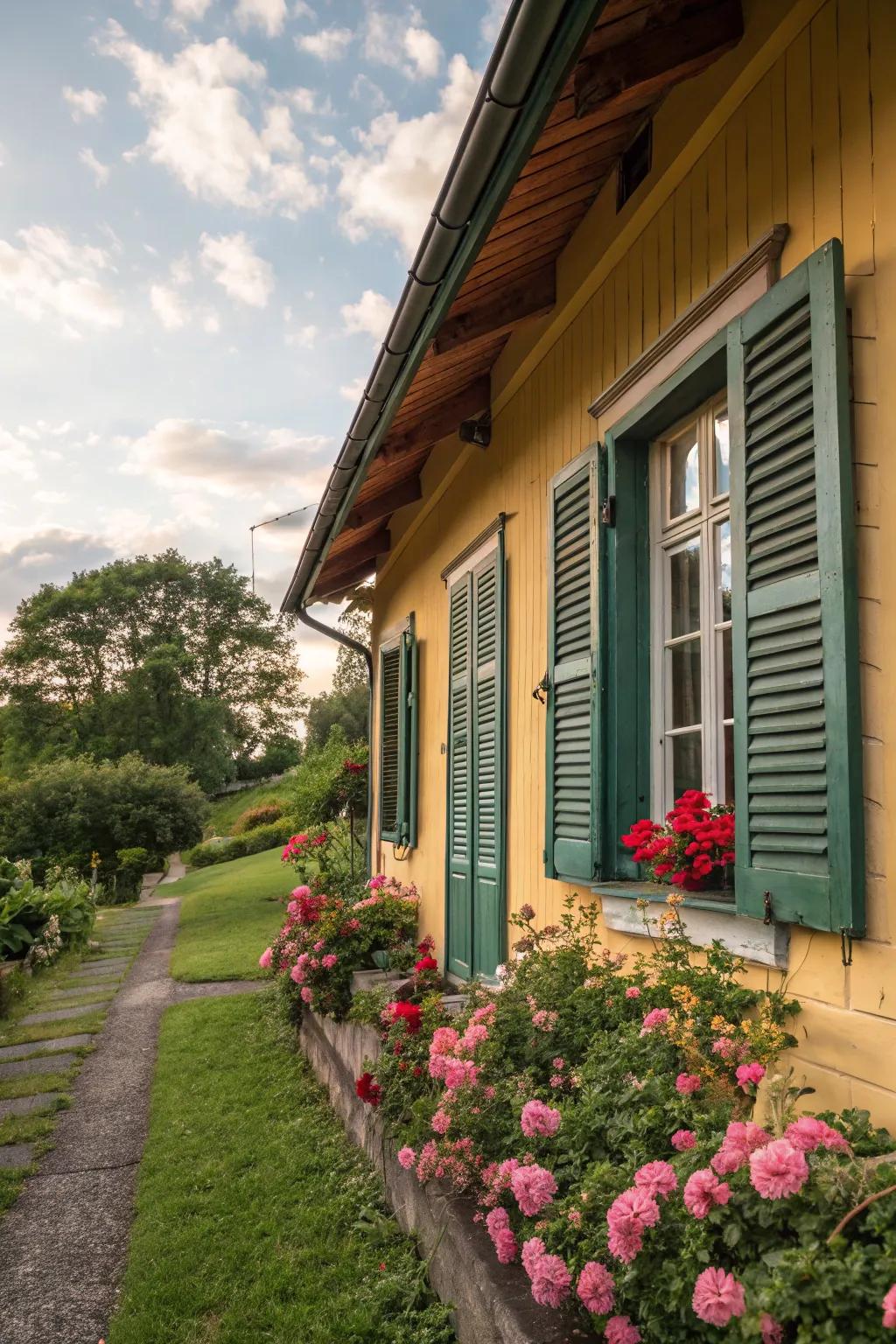 Classic wooden shutters combine style with vital hurricane protection.