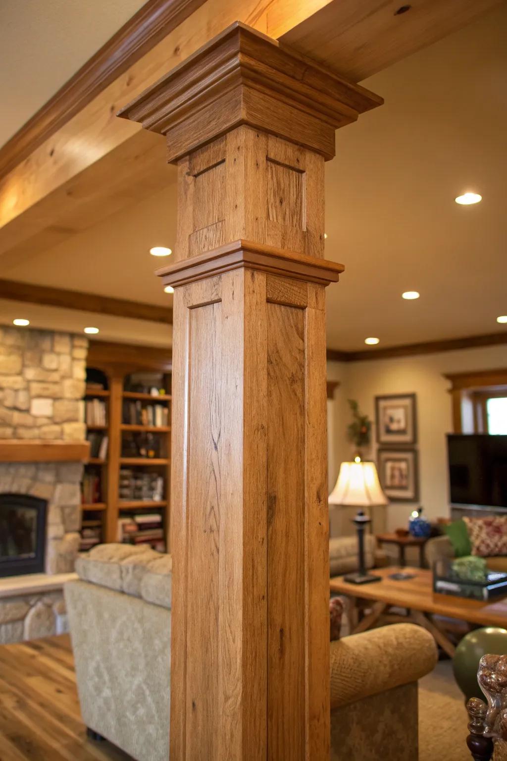 Exposed timber columns imbue the area with warmth and individuality.