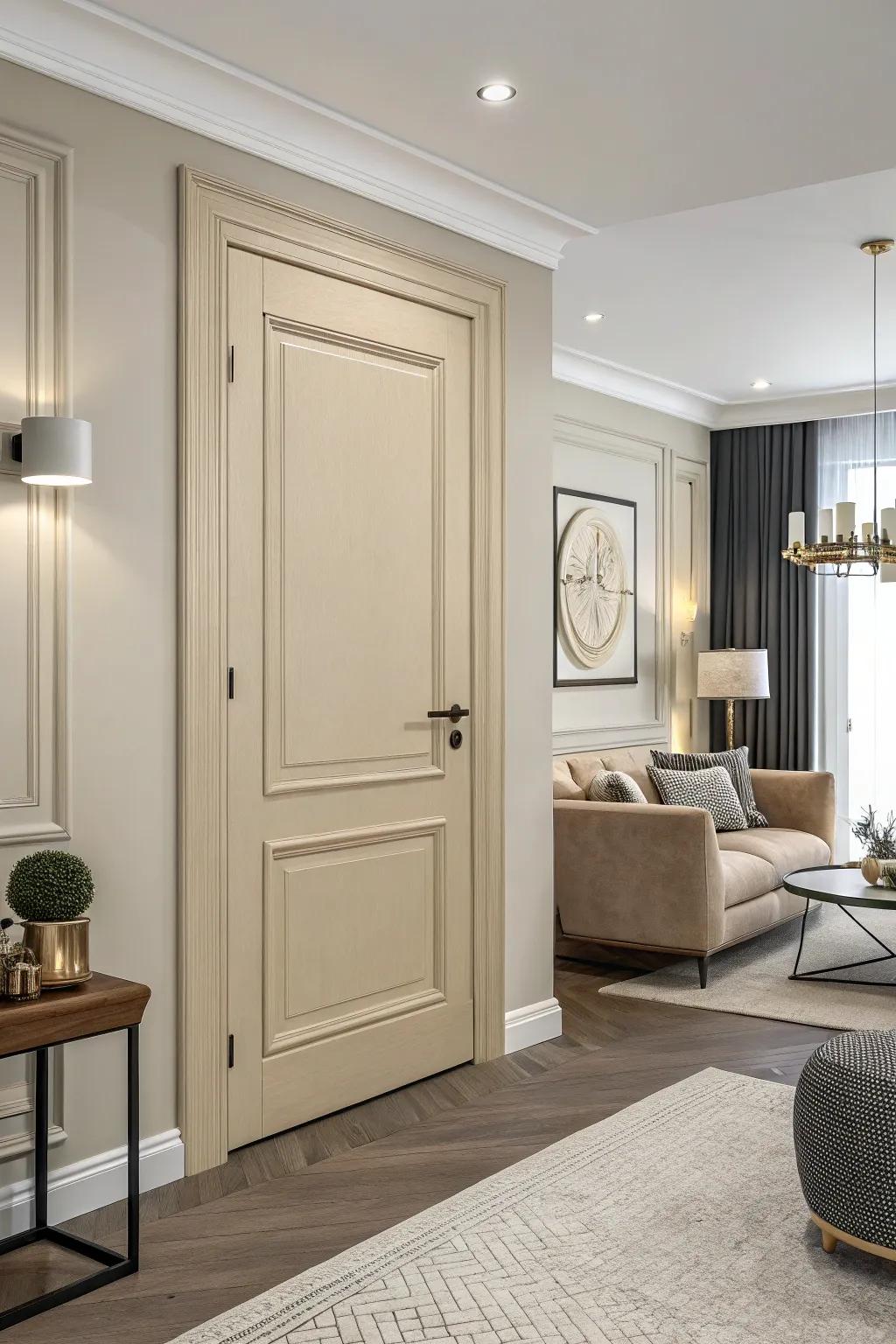 A neutrally painted door displaying enduring elegance.
