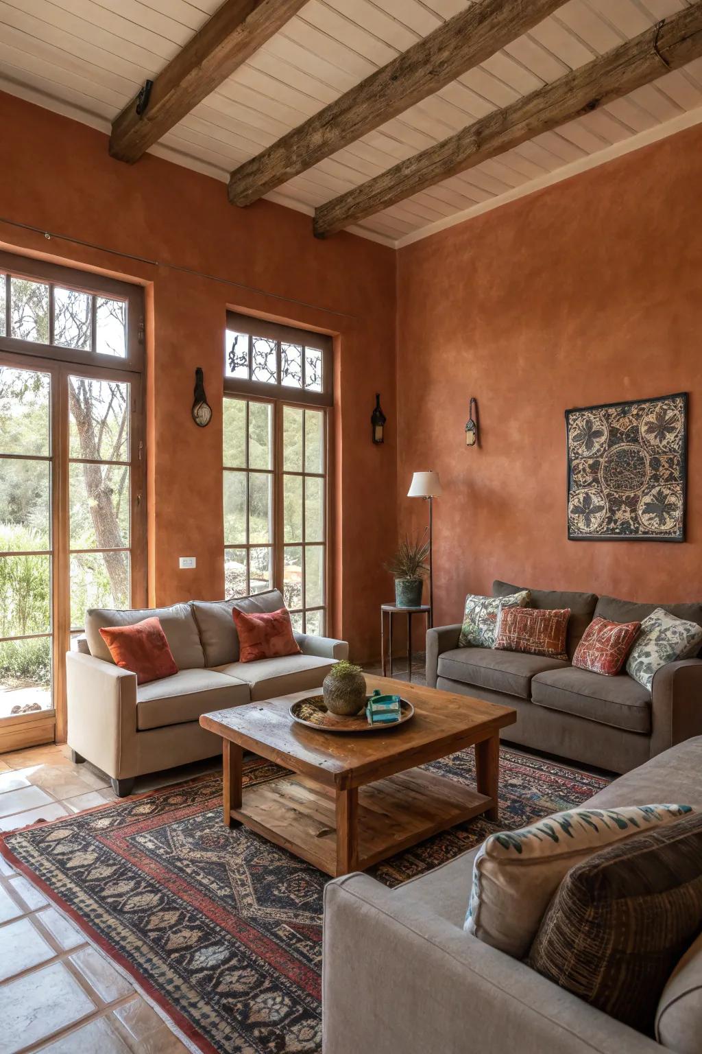 Terracotta shades bring a sense of warmth and dimension to your home's interiors.