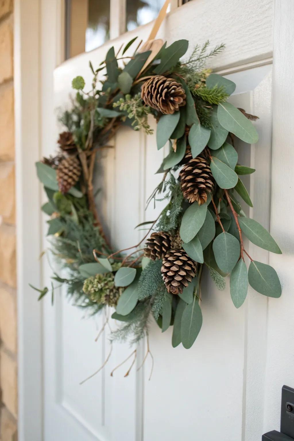 Acorns and eucalyptus combine to form a sophisticated and refreshing winter garland.