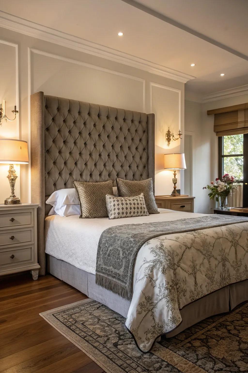 An eye-catching headboard can transform your king bedroom into a chic escape.