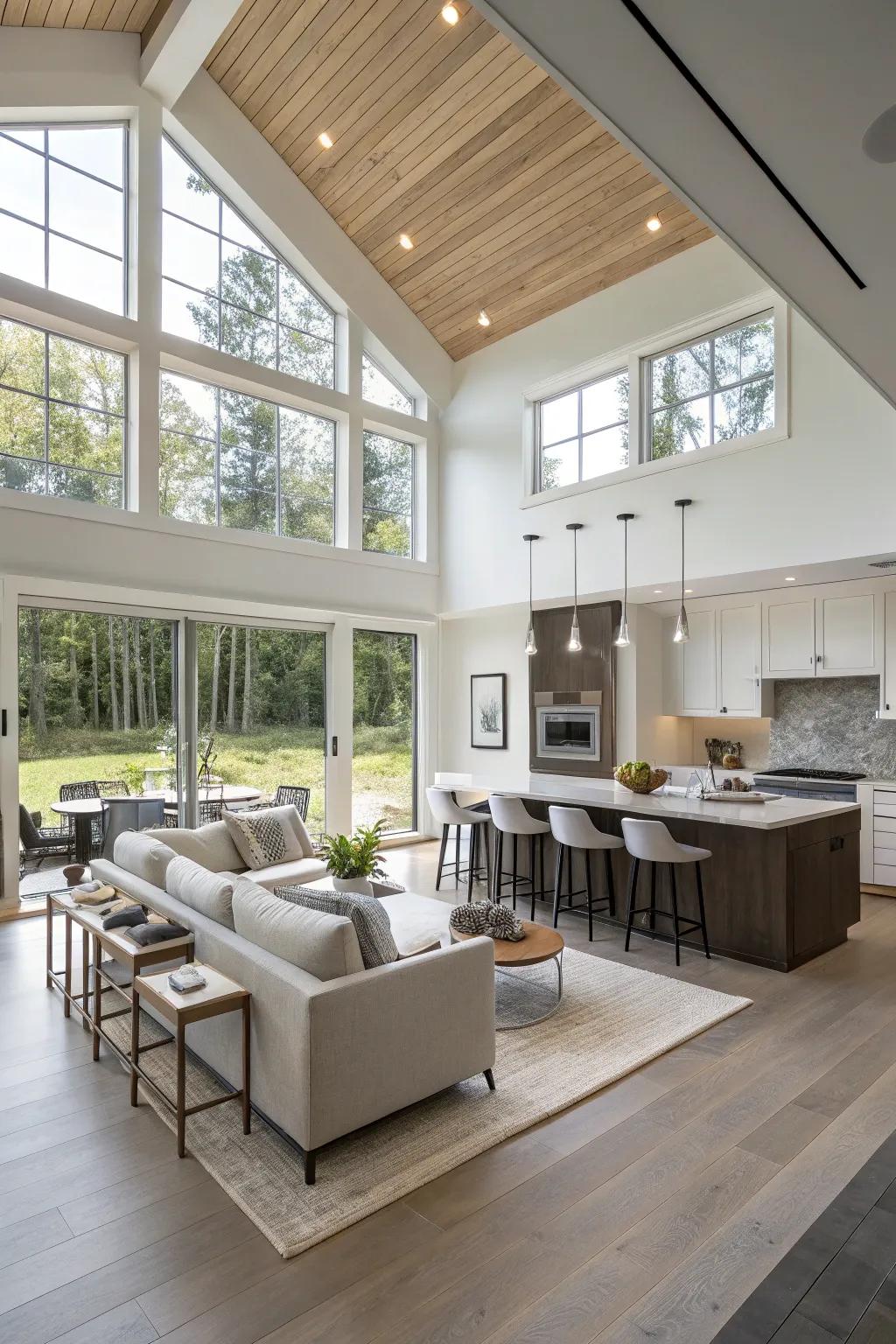 A smooth transition between the kitchen and living area for a harmonious experience.