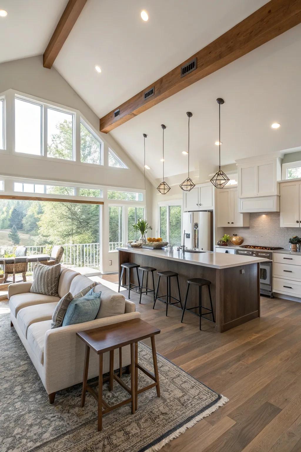 An open layout kitchen that easily connects to the living room.