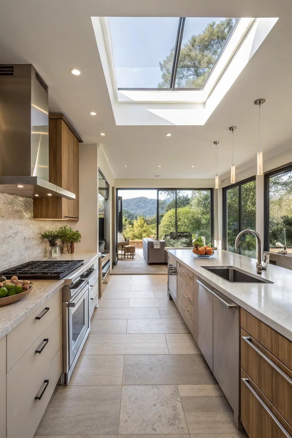 An open kitchen design that integrates seamlessly with the living area.