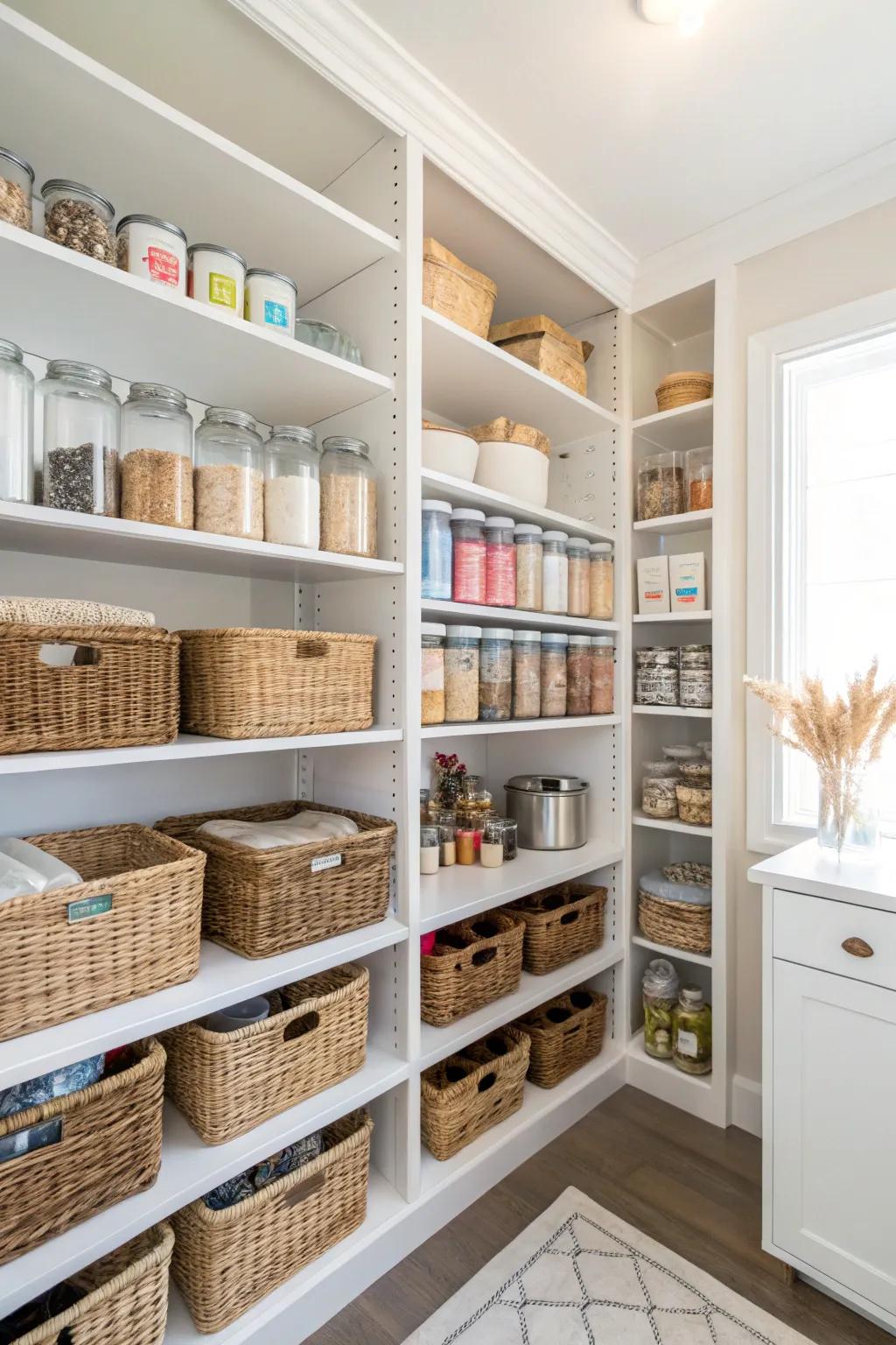 Adaptable racks allow your pantry to change with your needs.