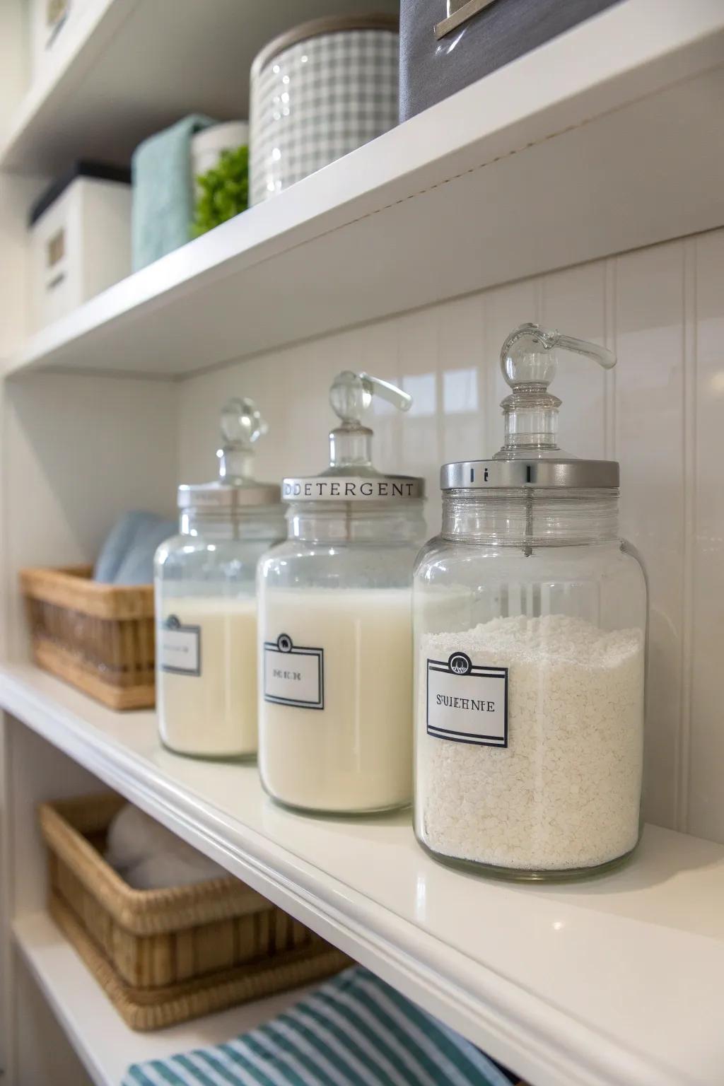 Glass vessels with spouts introduce elegance to your laundry process.