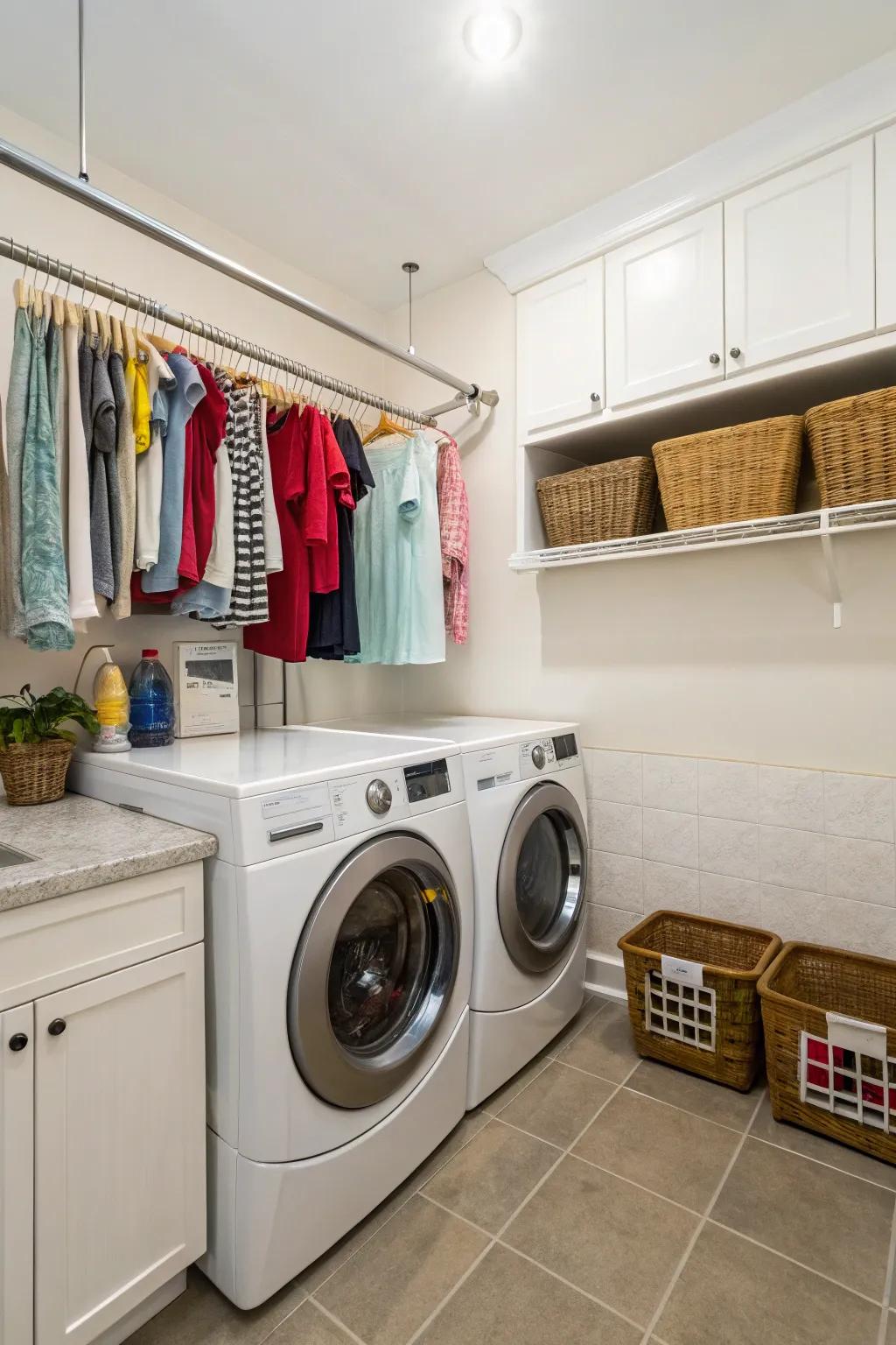 Optimize your vertical space by installing a drying rod above your appliances.