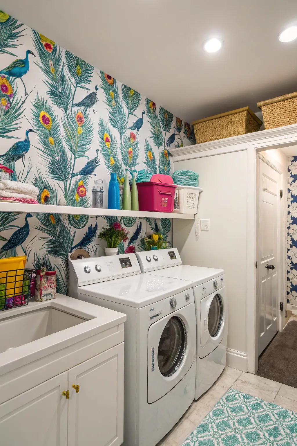 With vibrant colors and patterns, add personality to your laundry room.