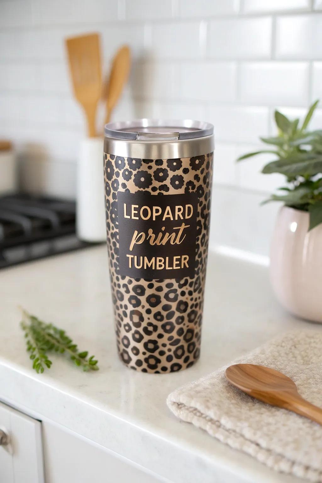 A personalized jungle cat pattern cup that transforms each drink into a special moment.