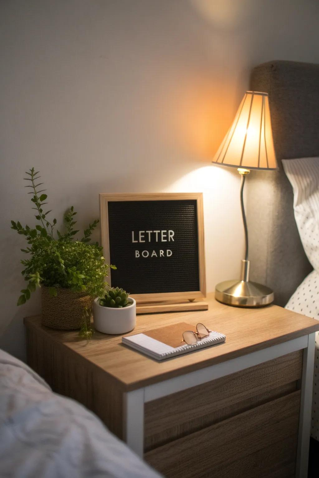 Begin the morning with a message board radiating daily affirmations.