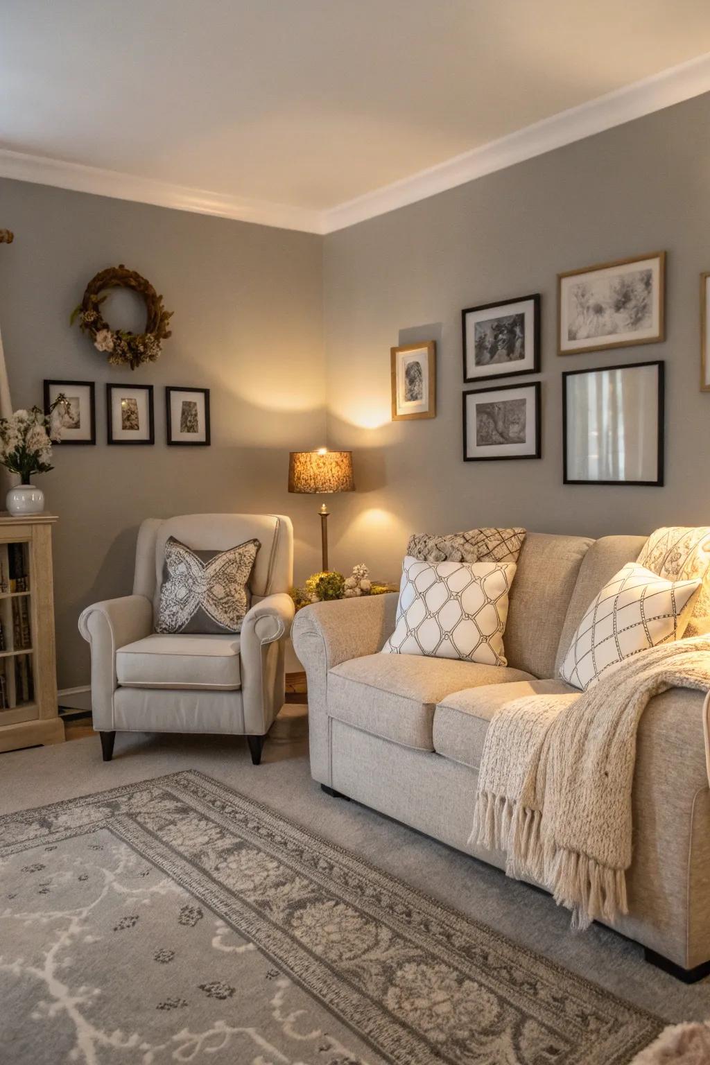 Neutral shades offer a calm and adaptable environment for any living room.