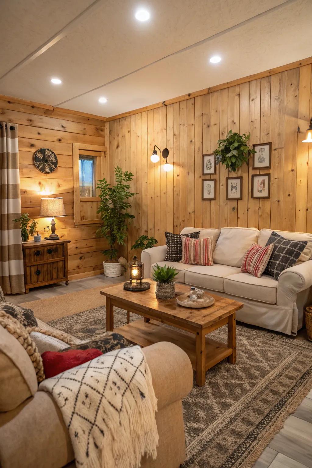 Earthy wood shades provide comfort and class to your living space.