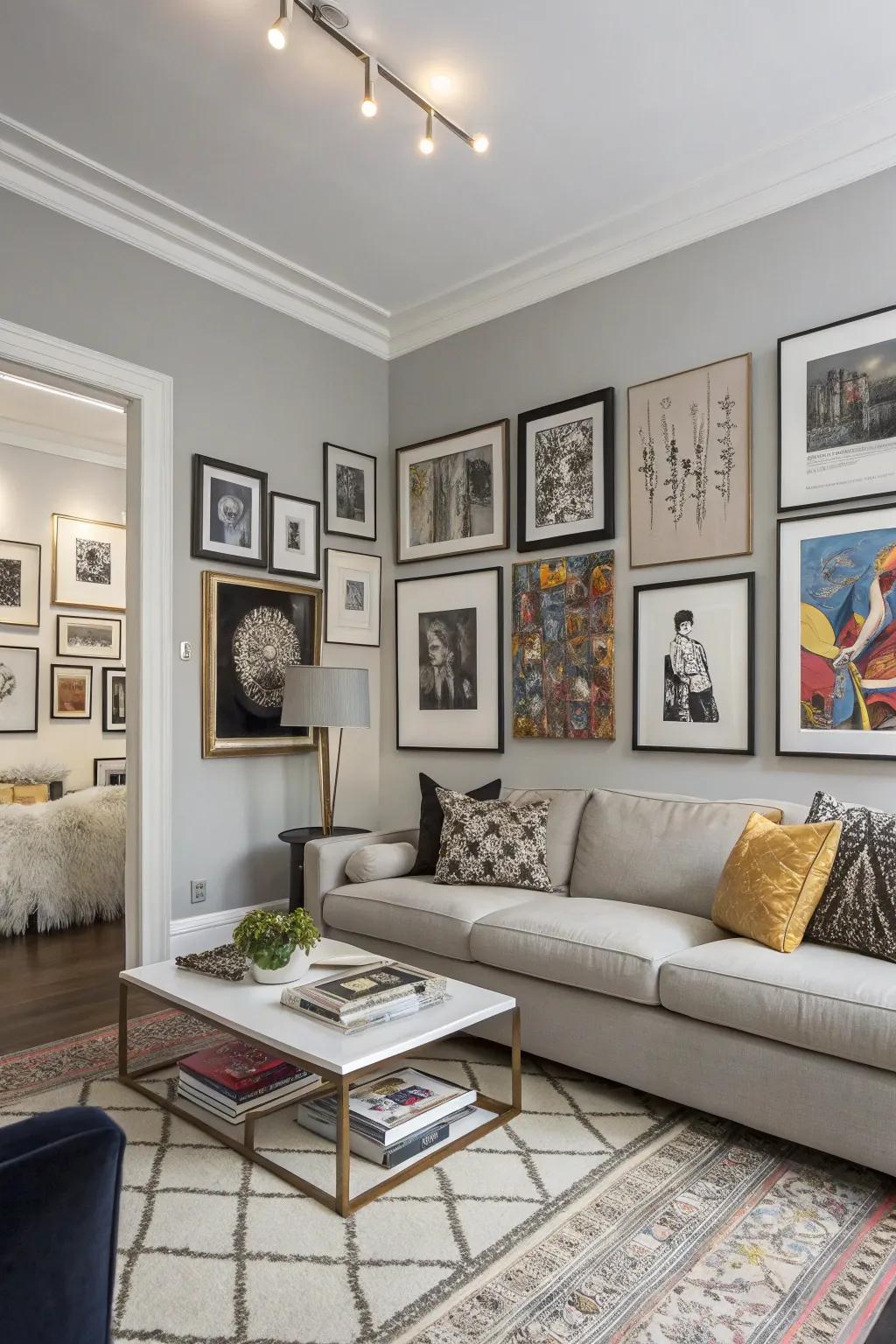 Ground your gallery configuration with an ample piece, then expand from it to attain a traditional aesthetic.