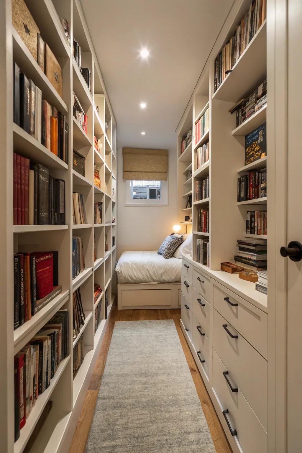 Leverage tall furnishings to optimize vertical dimensions.