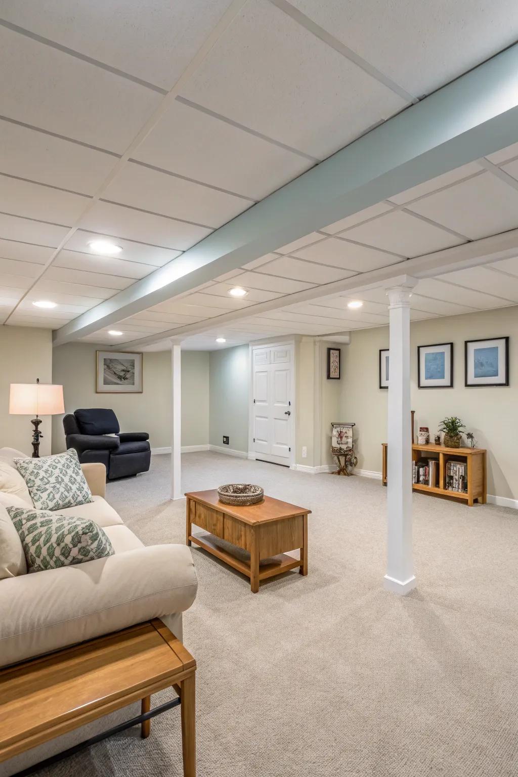 An open layout helps maximize the feeling of spaciousness, even when vertical space is limited.