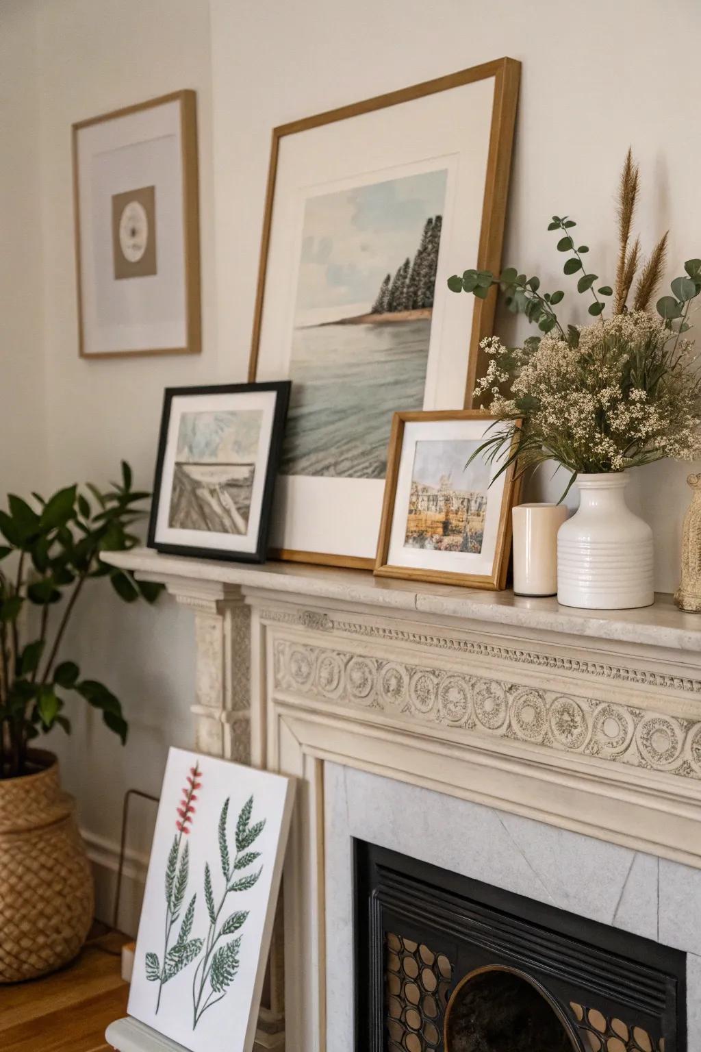 Transform your mantel into a personal art exhibit.