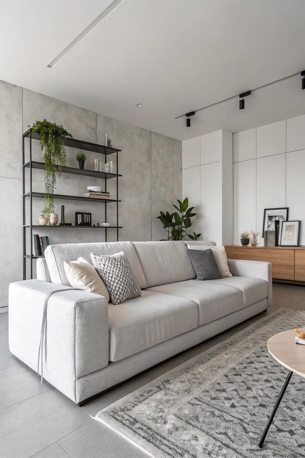 A minimalist living area radiating a serene and well-ordered atmosphere.