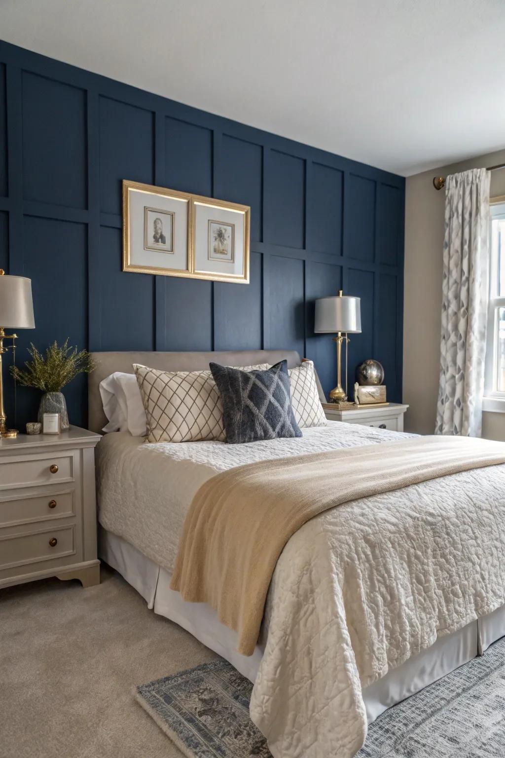 Deep sea blue infuses a regal and sophisticated touch into any bedroom.