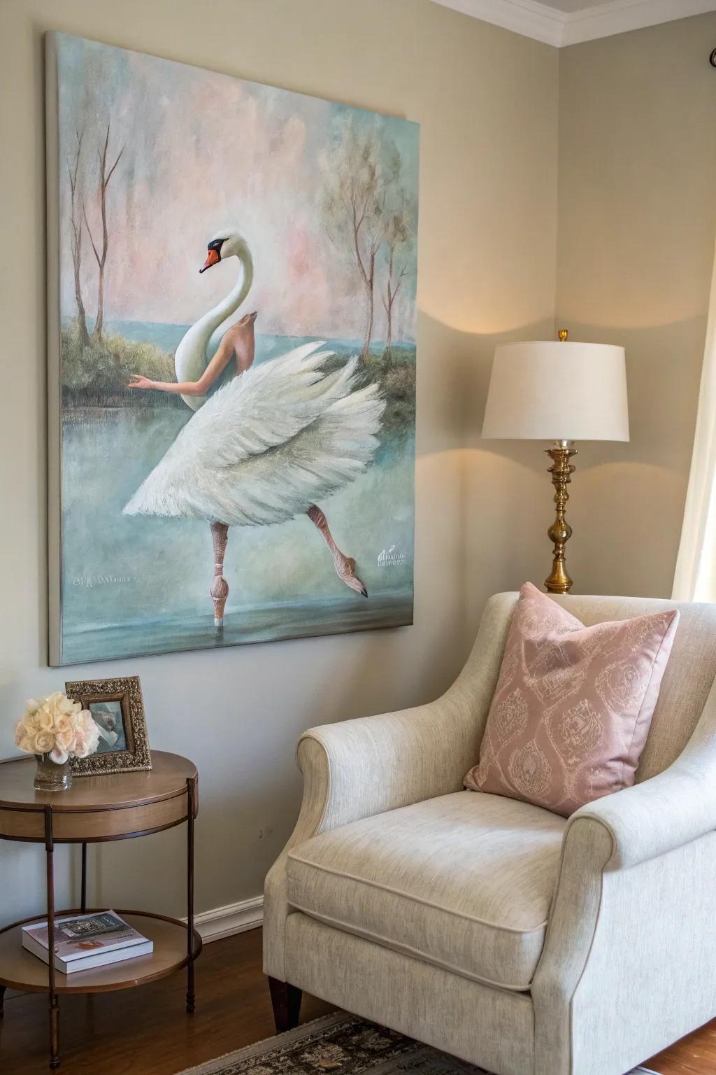 A swan elegantly evolves into a ballerina, bringing refinement to any setting.
