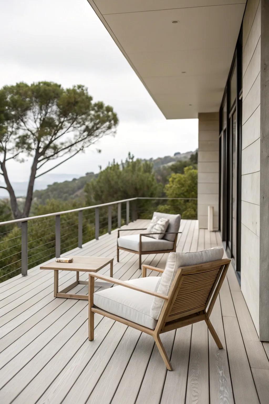 A minimalist deck arrangement exemplifying simplicity and calm.