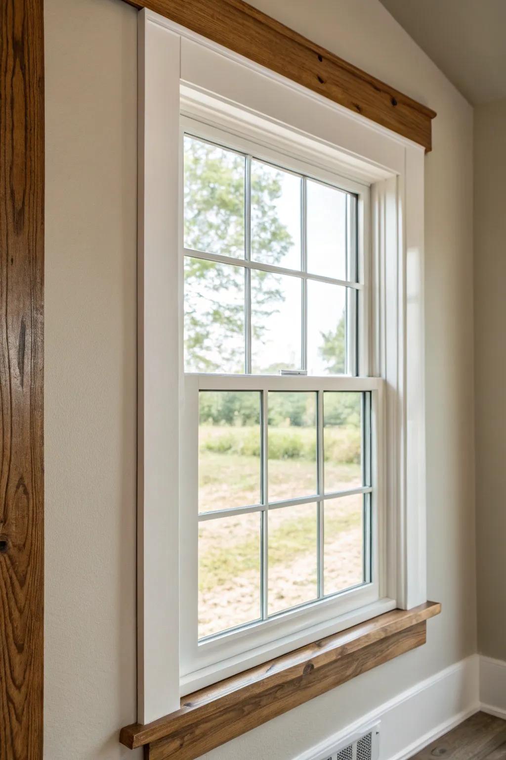 Clean and simple window trim, perfectly suited to a modern farmhouse.