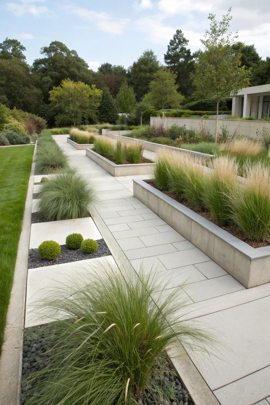 Geometric forms introduce a modern aesthetic to any outdoor setting.