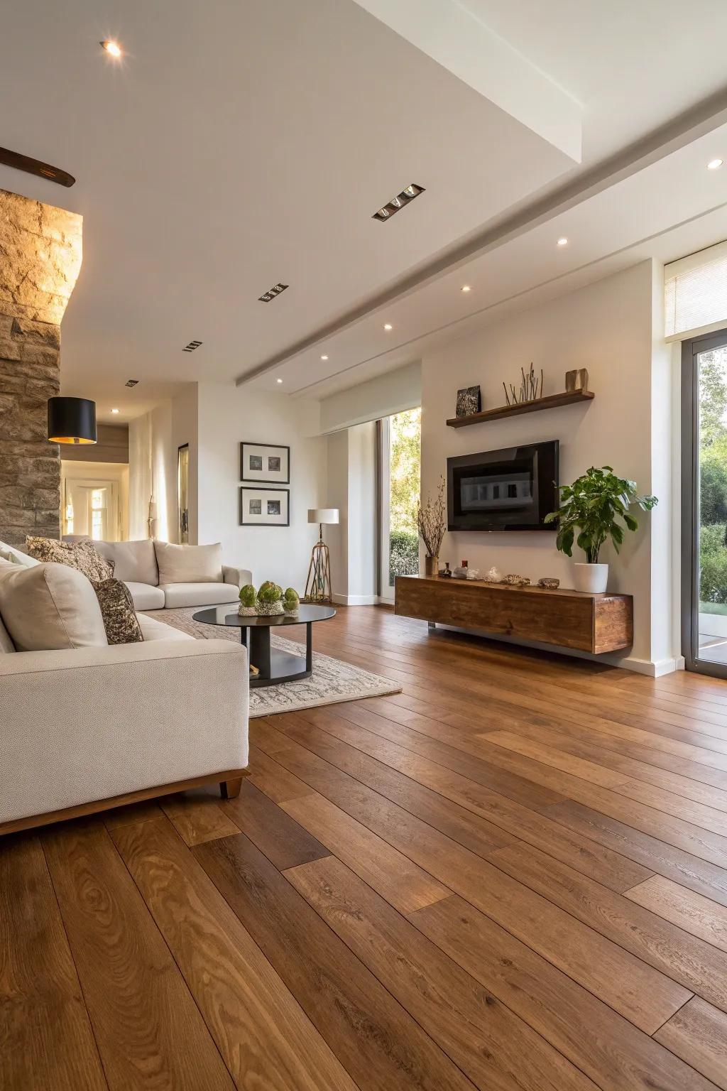 Everlasting splendor with traditional hardwood flooring.
