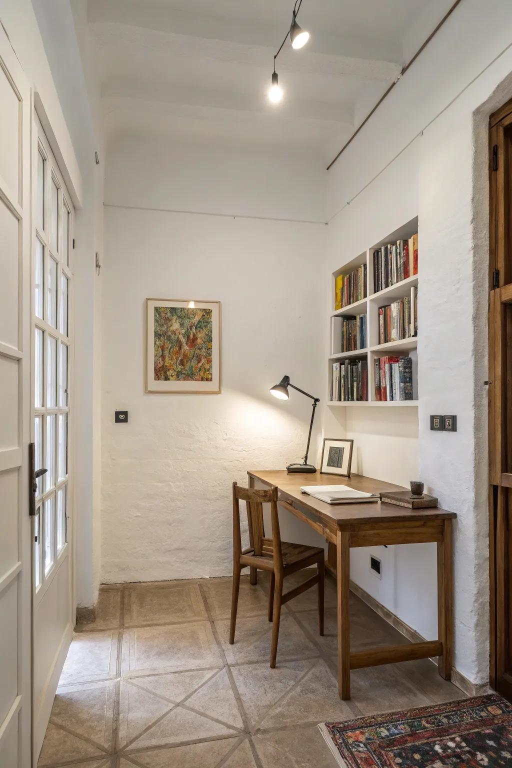 A minimalist study room, prioritizing simplicity and sophistication.