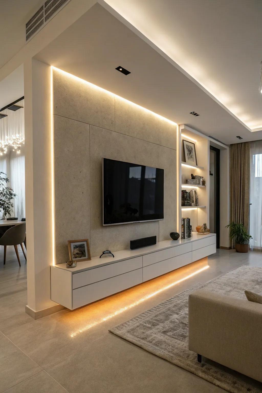 Integrated lighting enriches the atmosphere of your living area.