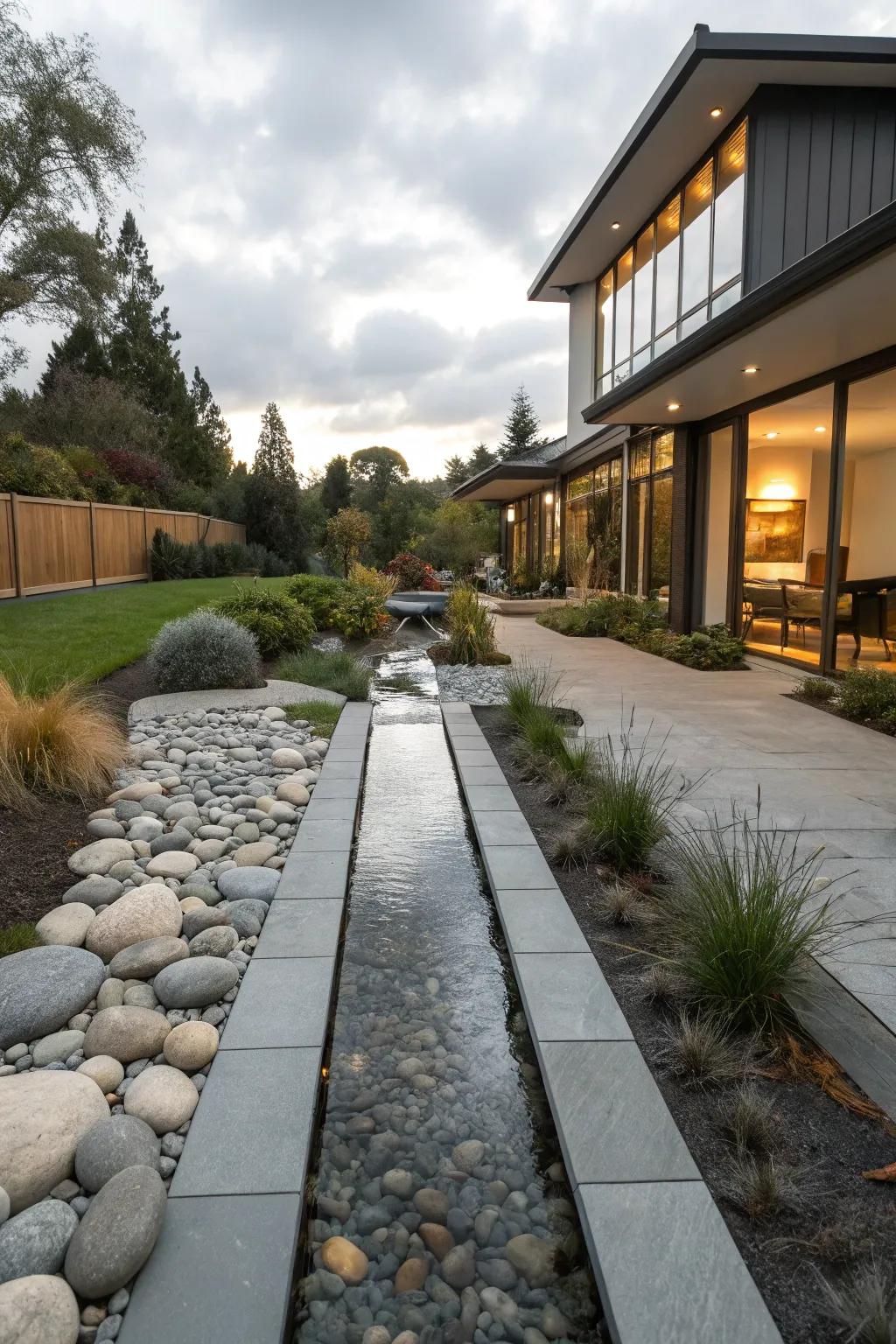 A refined, straight stream design perfect for a modern backyard.