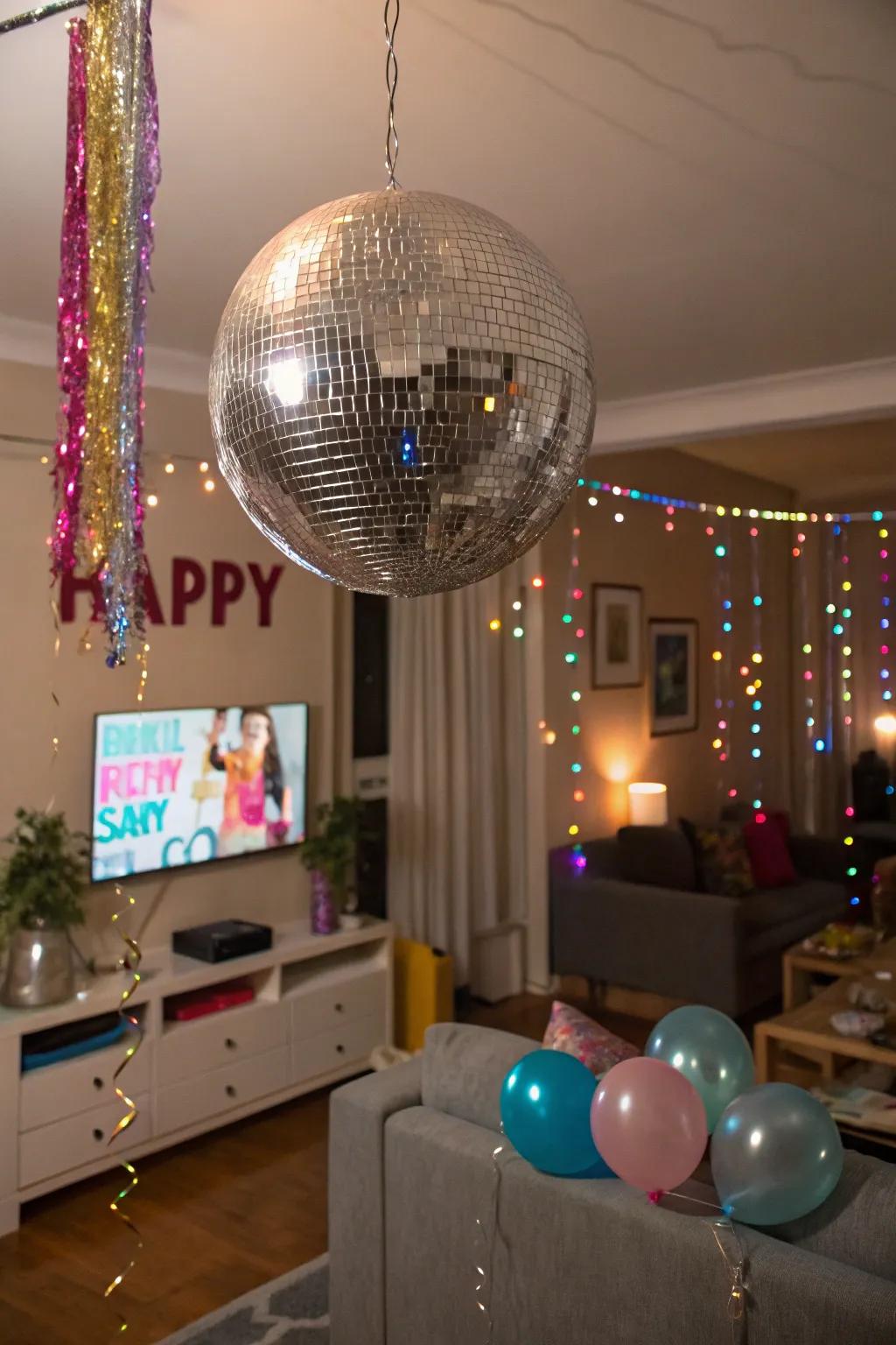 Convert any area into a shimmering dance stage with a mirror ball.